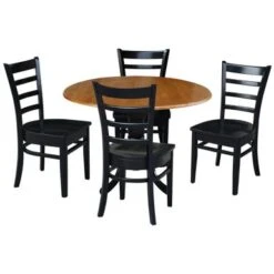42 In Dual Drop Leaf Dining Table With 4 Dining Chairs - 5 Piece Dining Set - Oak Table/black Chairs 18 42 In Dual Drop Leaf Dining Table With 4 Dining Chairs - 5 Piece Dining Set - Oak Table/black Chairs -Gourmet Interiors 3469469c ba86 4bad bd16 a88443352a4d