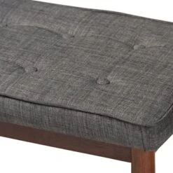 Baxton Studio Mid-Century Modern Fabric Upholstered Dining Bench - Light Gray -Gourmet Interiors 3483fb63 97fe 44a8 9f39 3d1419ee35ab