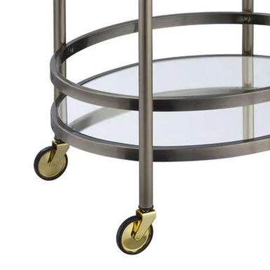 Oval Metal Serving Cart, Clear Glass & Gold - Serving Cart 6 Oval Metal Serving Cart, Clear Glass & Gold - Serving Cart - Image 4