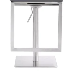 Victory Contemporary Swivel Bar Stool In Brushed Stainless Steel And Gray Faux Leather -Gourmet Interiors 34e0a00b ef1d 4075 a8f9 37492d9a51f2