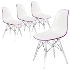 LeisureMod Dover Acrylic Transparent Dining Chair (Set Of 4) - White Red -Gourmet Interiors 34fc099d 7b21 48b6 9264 3cbd215e16e3