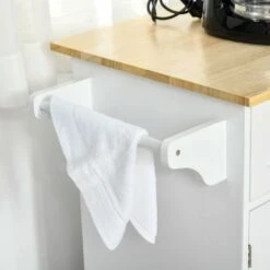 HOMCOM 48" Modern Kitchen Island Cart On Wheels With Storage Drawers, Rolling Utility Cart With Adjustable Shelves, Cabinets - White -Gourmet Interiors 35112993 7a4f 4cc8 abf1 151760ca5c53