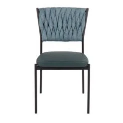 Porch & Den Randolf Braided Dining Chair - Set Of 2 - Sea Green Fabric & Green Faux Leather -Gourmet Interiors 352e1851 23b9 49ae 947c 8fdebd5a3fcb