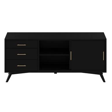 Sideboard With 3 Drawers And 2 Doors, Black - Black 4 Sideboard With 3 Drawers And 2 Doors, Black - Black - Image 2