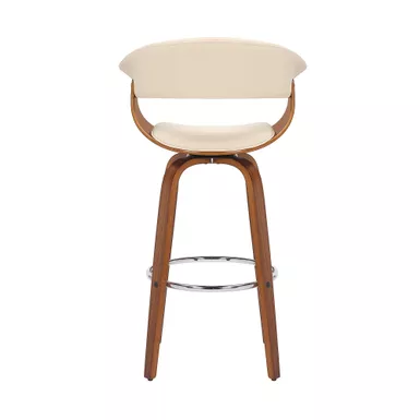 Julyssa 26" Counter Height Swivel Cream Faux Leather And Walnut Wood Bar Stool 7 Julyssa 26" Counter Height Swivel Cream Faux Leather And Walnut Wood Bar Stool - Image 5
