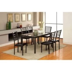 Faux Marble And Metal Dining Table In Black - 60 Inches -Gourmet Interiors 35c4f959 372c 430a a8d1 2dd54dd80eb9