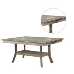 Dining Table With Glass Inserted Top In Antique Silver - Rectangle Top -Gourmet Interiors 35f7fde4 907e 402b bc49 4b2d2d9b71e2