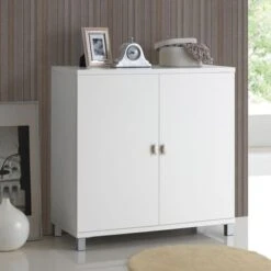 Baxton Studio Marcy Contemporary White Wood Storage Sideboard Cabinet - White
