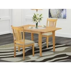 East West Furniture Dinette Table Set - Dining Table And Kitchen Dining Chairs - Oak Finish (Pieces & Seat Type Options) - NOPO3-OAK-W -Gourmet Interiors 362b7988 807c 4e9b 8d1b 5816ec40d31d