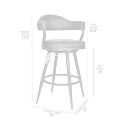 Justin 26" Counter Height Swivel Vintage Brown Faux Leather Bar Stool With Brown Metal Legs -Gourmet Interiors 365854ff 30c6 44d5 b9c6 f129ba3cb56b