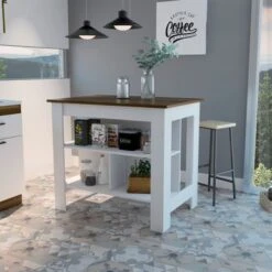 FM Furniture Brooklyn Kitchen Island, Three Concealed Shelves - Dark Brown -Gourmet Interiors 366f2bc9 7404 4a0c 96c7 9baa942b95cf