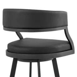 Saturn 30" Bar Height Swivel Black Faux Leather And Metal Bar Stool -Gourmet Interiors 36a46fb7 42ae 43e6 8244 97dbce46b6f4