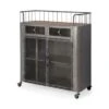 Udo Metal Frame Two Door Cabinet W/Two Drawers & Wood Top Bar Cart - 16.5L X 35.4W X 40.7H - Serving Cart - Wood