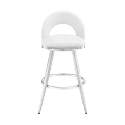 Lottech Swivel Counter Stool In Brushed Stainless Steel With White Faux Leather -Gourmet Interiors 36de6d5d 40d5 4217 a5ac cf6cbb0eb008