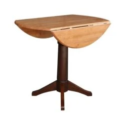Round Dual Drop Leaf 42" Pedestal Table - Cinnamon/Espresso - 42.3" H -Gourmet Interiors 3737c450 c877 4dde a938 74367043d07a