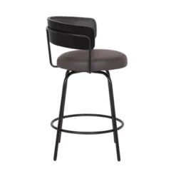 Avalon 26" Gray Faux Leather Swivel Bar Stool In Black Powder Coated Finish -Gourmet Interiors 374124fb 22a3 419f 9bbc 3d21dbef76c5