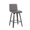 Vienna 26" Counter Height Swivel Grey Faux Leather And Black Wood Bar Stool -Gourmet Interiors 3758b8c1 8620 4d0e a271 f84f5360781c