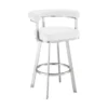 Nolagam Swivel Bar Stool In Brushed Stainless Steel With White Faux Leather -Gourmet Interiors 375e0cf2 66f5 4a87 bcde 55946dfc16aa