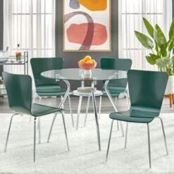 Porch & Den St. Paul Tempered Glass Chrome Round Dining Table - Chome -Gourmet Interiors 379d1704 54cd 4b83 9179 d7204fc0b15f