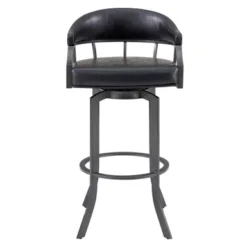 Pharaoh Swivel 26" Mineral Finish And Black Faux Leather Bar Stool -Gourmet Interiors 37cb7e40 84e2 45fc a9ca 5ca05ee3051d