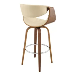 Arya 26" Swivel Counter Stool In Cream Faux Leather And Walnut Wood -Gourmet Interiors 37cb9d3c 1b5d 41ac 9a72 3ed249049a34