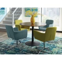 Round Wood Dining Table With Metal Base In Walnut And Black - Walnut And Black - Walnut And Black 11 Round Wood Dining Table With Metal Base In Walnut And Black - Walnut And Black - Walnut And Black -Gourmet Interiors 37d2f9f6 a4aa 40b6 b7ae d967a4558bd9