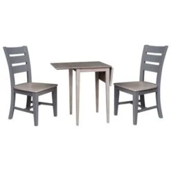 Small Dual Drop Leaf Table With 2 Chairs - Washed Gray Taupe -Gourmet Interiors 3800b685 d249 4e9b a9c6 5a57a9b4b77d