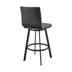 Jermaine 26" Counter Height Swivel Bar Stool In Matte Black Finish With Gray Faux Leather -Gourmet Interiors 382a33fc 3624 4916 bfb5 bef512daa18b