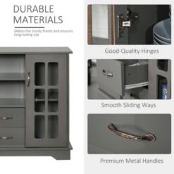 HOMCOM Modern Sideboard Storage Console Cabinet With Glass Door And Drawer For Kitchen, Living & Dining Room - White -Gourmet Interiors 383c349e f361 4664 b14a 75ac1cccd99a