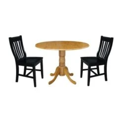 42 In Dual Drop Leaf Dining Table With 2 Dining Chairs - 3 Piece Dining Set - Natural Table/black Chairs -Gourmet Interiors 38541182 0990 48f6 a2d9 b3f0f29fb308