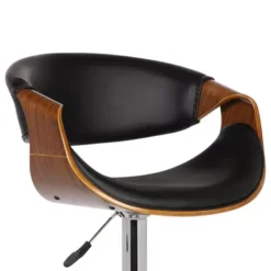 Butterfly Adjustable Height Swivel Black Faux Leather And Walnut Wood Bar Stool With Chrome Base -Gourmet Interiors 38ccb13b 882e 4604 ae8c c3eb96e277e2