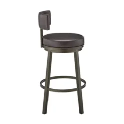 Dalza 26" Swivel Counter Stool In Mocha Finish With Brown Faux Leather -Gourmet Interiors 38cdd206 d680 415c a4a7 eca421fba315