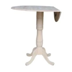 42" Round Pedestal Dual Drop Leaf Table - Unfinished - N/A - 35.5"H -Gourmet Interiors 3930ace5 6fb7 47a8 9b7a d2807145513b