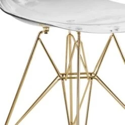 LeisureMod Cresco Plastic Dining Chair With Eiffel Gold Legs Set Of 2 - White Purple -Gourmet Interiors 39e2f880 6980 4463 98a3 29e72158e703