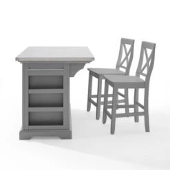 Julia Stainless Steel Top Island W/X-Back Stools - 50 "W X60 "D X41 "H - With Seating - Gray - Stainless Steel 20 Julia Stainless Steel Top Island W/X-Back Stools - 50 "W X60 "D X41 "H - With Seating - Gray - Stainless Steel -Gourmet Interiors 39f05a49 80c7 4c50 bd47 1a790b11f776