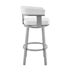Cohen 26" Counter Height Swivel Bar Stool In Silver Finish With White Faux Leather -Gourmet Interiors 3a15e2bb 8a2e 4d9e 9b12 22befbe3d0ce