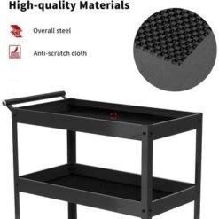 Mcombo 3 Tiers Metal Tool Cart For Garage, Utility Heavy Duty Cart With Anti-Scratched Cloth, Lockable Wheels, TC77 - Red -Gourmet Interiors 3a66c263 93b9 4e11 a06b 7863e7cdb98a