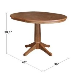 36" Round Solid Wood Extension Dining Table With 2 X-Back Dining Chairs - N/A - Hickory/Washed Coal -Gourmet Interiors 3aed8a3f 8e75 49a2 b6e0 db0830fe9a35