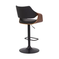 Aspen Adjustable Swivel Black Faux Leather And Walnut Wood Bar Stool With Black Base -Gourmet Interiors 3b3d9120 bea3 4b1d 8b07 d3a06e4232c9