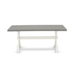 Dining Room Table Set - A Rectangular Table And Padded Parson Chairs - Cement And Linen White Finish (Pieces Options) - X097EL207-7 -Gourmet Interiors 3bbe703b 5765 4e7c 8cca fd1bafdea48c