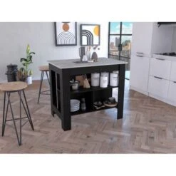 Boahaus Le Havre Kitchen Island (Black) - Black