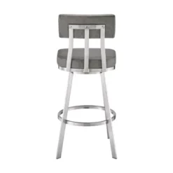 Jinab Swivel Bar Stool In Brushed Stainless Steel With Grey Faux Leather -Gourmet Interiors 3c1aa02d 41f3 409d a425 afa03a4ae9d1