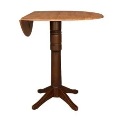 Round Dual Drop Leaf 42" Pedestal Table - Cinnamon/Espresso - 42.3" H -Gourmet Interiors 3c402172 8e8d 48d8 8895 5349c9e8f4f7
