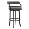 Prinz 30" Bar Height Swivel Grey Faux Leather And Black Metal Bar Stool -Gourmet Interiors 3c61403d 91db 4ca4 9a72 1ce9fc31e94f