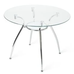 Simple Living Tempered Glass Chrome Round Dining Table - Mable Dining Table -Gourmet Interiors 3cb322b2 3957 48a9 92f6 d2f691e463c7