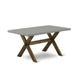 East West Furniture Dinner Table Set, A Dinette Table And Padded Chairs With Linen Fabric Seat (Pieces Option) - X796MZN32-6 -Gourmet Interiors 3ce116ee 2a5d 48aa 9170 c7183f8f85ac