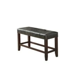Faux Leather Wood High Bench - Silver -Gourmet Interiors 3cf48dac 5c7c 4d2a 8eaf 2abe0fc7e589