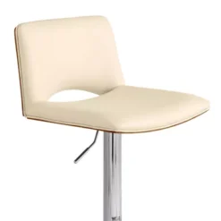 Thierry Adjustable Swivel Cream Faux Leather With Walnut Back And Chrome Bar Stool -Gourmet Interiors 3d17e90c e03a 458a 81ce 3bb0042206a4