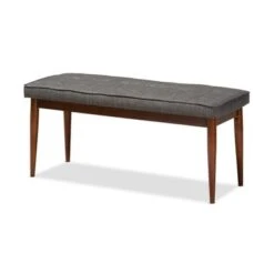 Baxton Studio Mid-Century Modern Fabric Upholstered Dining Bench - Light Gray -Gourmet Interiors 3d531265 d519 4e37 8eca dbbcf489e7ad