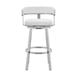 Cohen 30" White Faux Leather And Brushed Stainless Steel Swivel Bar Stool -Gourmet Interiors 3d57d74e 1e72 4eb3 a30b 55a2a27c2822